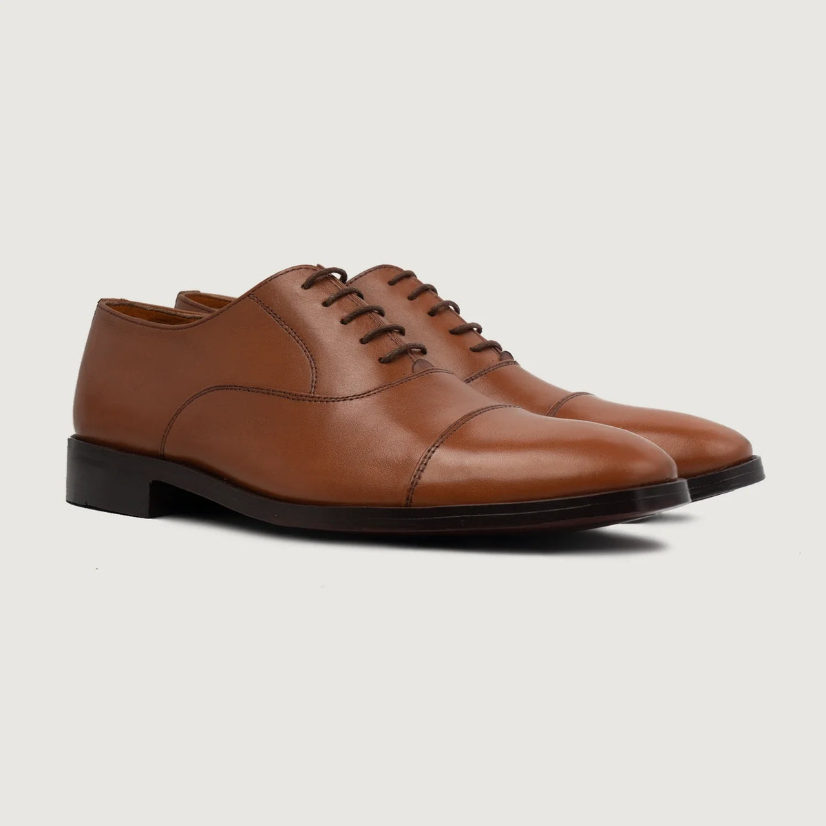 Professor Oxford Hellbraun Lederschuhe für Herren For Men in Tan Full-Grain Leather - Seitenansicht | Online Kaufen
