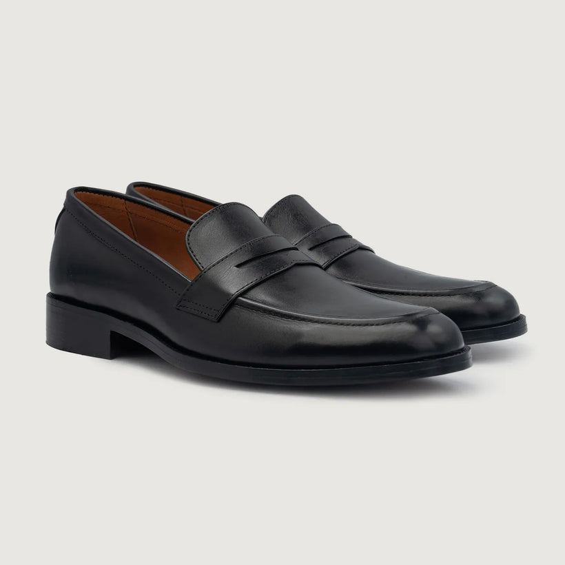 Baxton Schwarz Leather Loafers für Herren