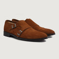 Boston Doppel-Monkstrap Braun Suede Lederschuhe