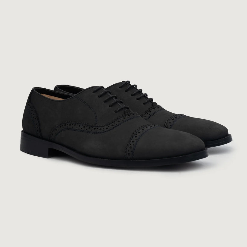 Grauson Brogues Oxford Schwarz Nubuck Leather Shoes für Herren