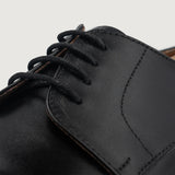 High-Traction Rubber Outsole & Lug Tread Pattern on Attorney Derby Black Leather Shoes For Men