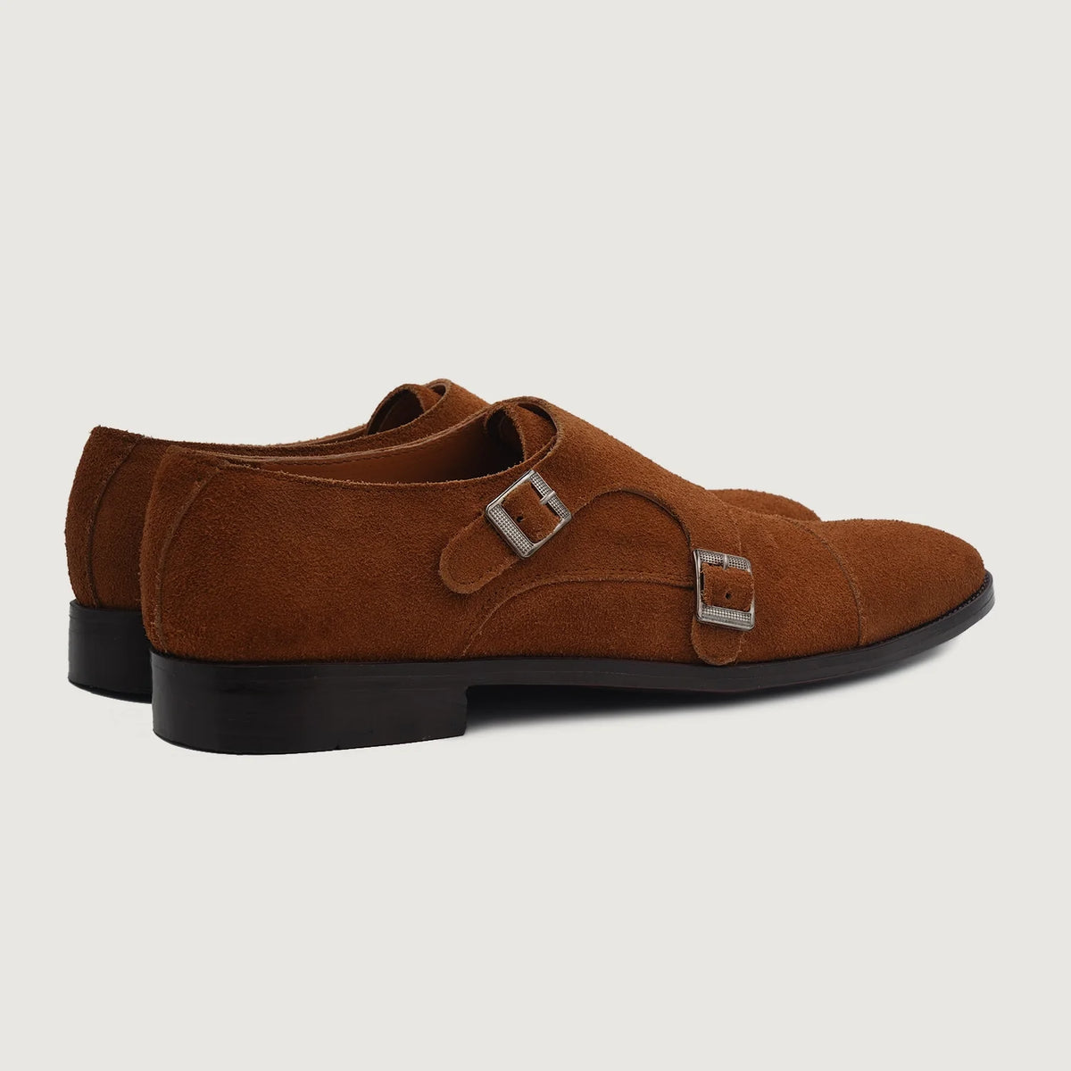 Boston Doppel-Monkstrap Braun Suede Lederschuhe For Men - Verstärkte Fersenkappe & präzise Doppelnaht