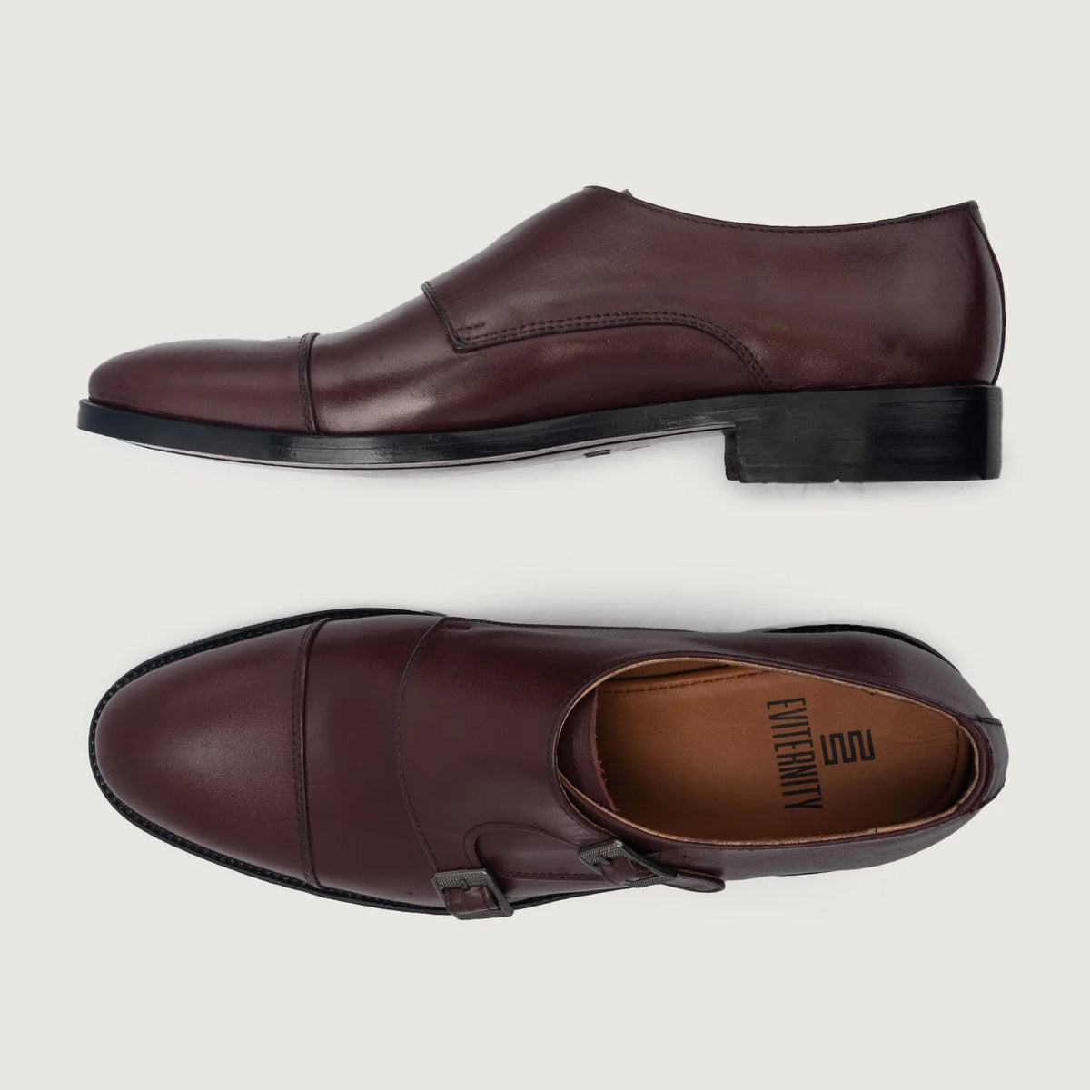 High-Traction Rubber Outsole & Lug Tread Pattern on Boston Doppel-Monkstrap Kastanienbraun Lederschuhe For Men