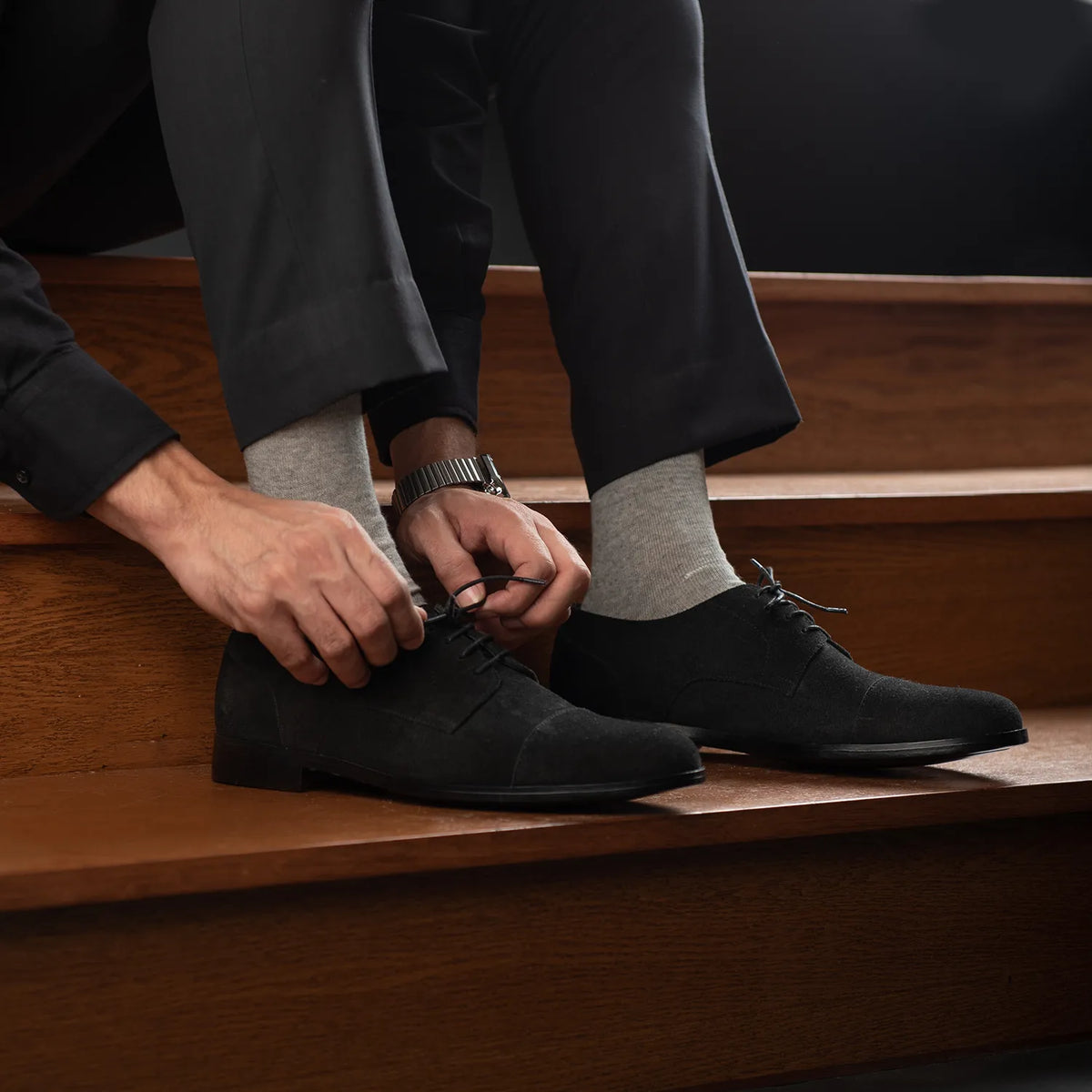 Orlaven Attorney Derby Schwarz Suede Lederschuhe für Herren footwear image 10