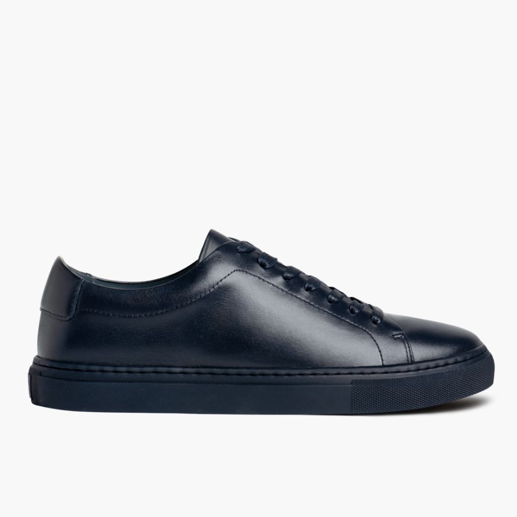 Navy Full-Grain leather Sneakers - Rahmengenähte Goodyear-Welt-Konstruktion & vordere Zehenkappe