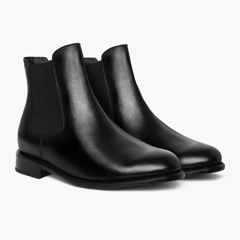 Cavalier Schwarz Lederstiefel für Herren in schwarzem Rindleder - Seitenansicht | Online Kaufen