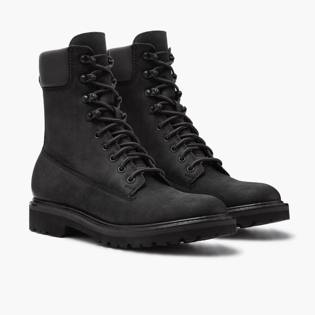 Explorer Mattschwarz Lederstiefel für Herren in schwarzem Rindleder - Seitenansicht | Online Kaufen