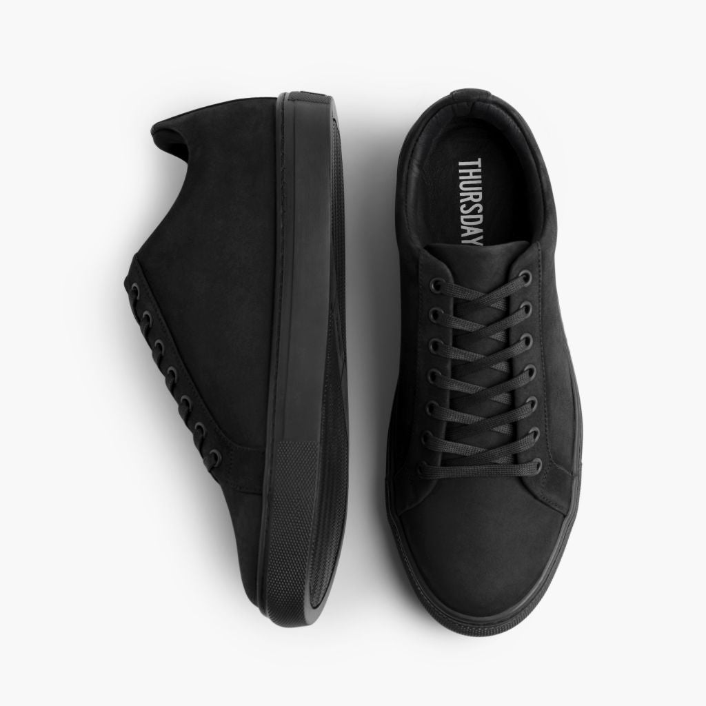Premier Low Top Mattschwarz Leder-Sneaker für Herren For Men - Verstärkte Fersenkappe & präzise Doppelnaht