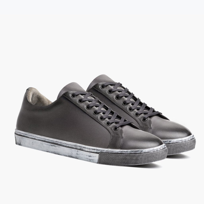 Premier Low Top Distressed Grau Leder-Sneaker für Herren