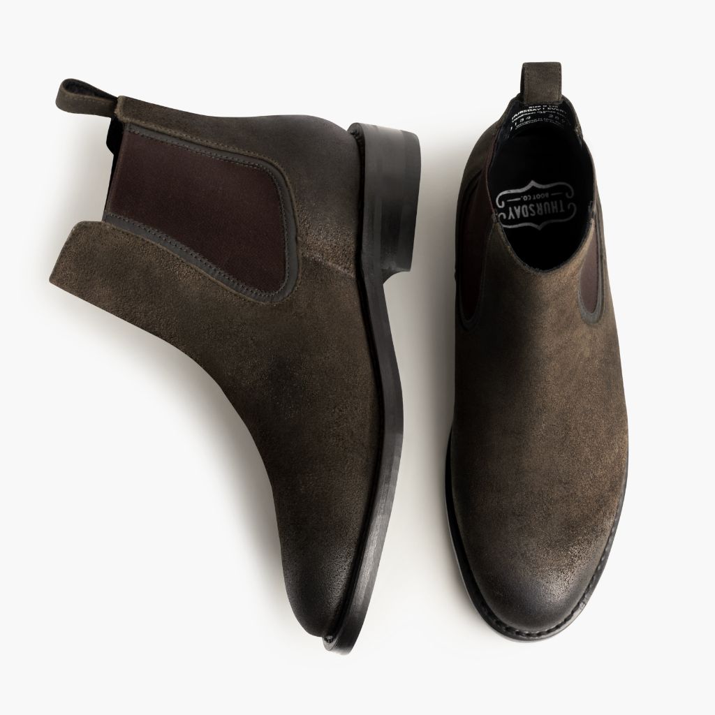 Duke Dunkeloliv Suede Lederstiefel für Herren - Verstärkte Fersenkappe & präzise Doppelnaht