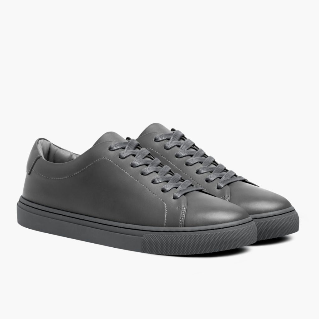 Encore Steel Grau Leder-Sneaker für Herren in Grey Full-Grain Leather - Seitenansicht | Online Kaufen