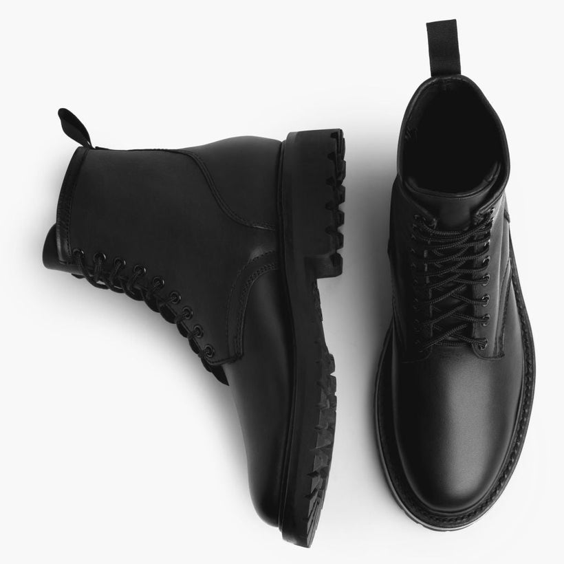 Stomper Schwarz (No Zipper) Leather Boots für Herren