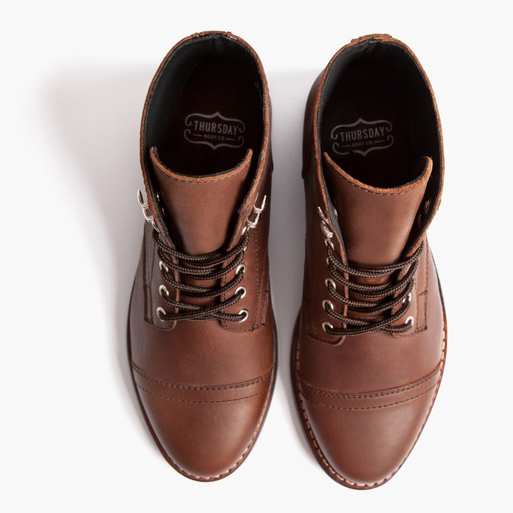 Captain Whiskey-Braun Lederstiefel für Damen - Verstärkte Fersenkappe & präzise Doppelnaht