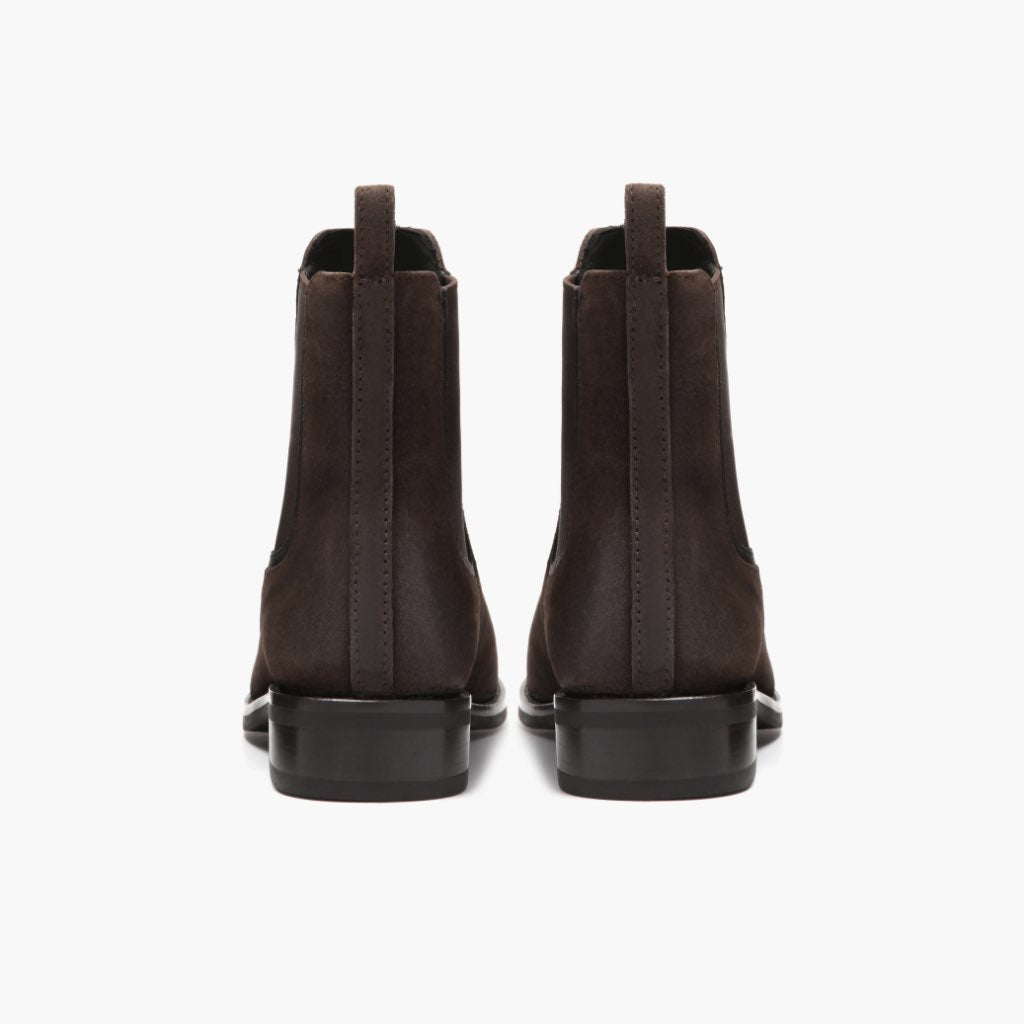 High-Traction Rubber Outsole & Lug Tread Pattern on Duchess Dunkelbraun Suede Lederstiefel für Damen