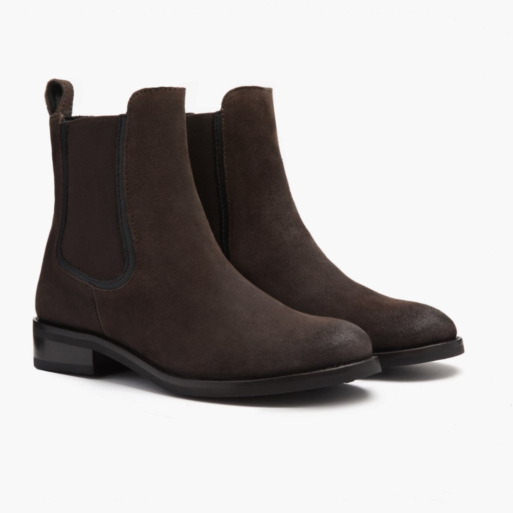 Dark Brown Goatskin Suede Leather Boots - Rahmengenähte Goodyear-Welt-Konstruktion & vordere Zehenkappe