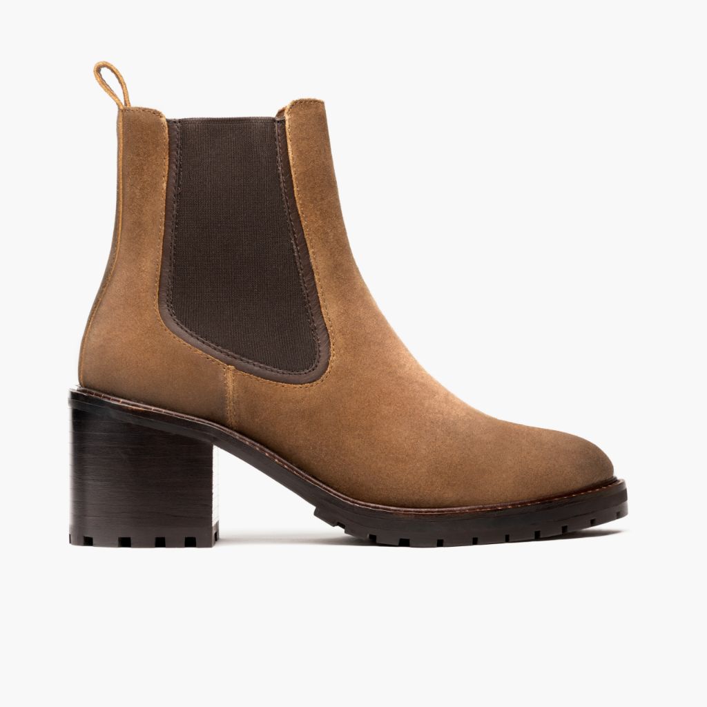 Knockout Safari-Beige Lederstiefel für Damen in Classic Full-Grain Leather - Seitenansicht | Online Kaufen