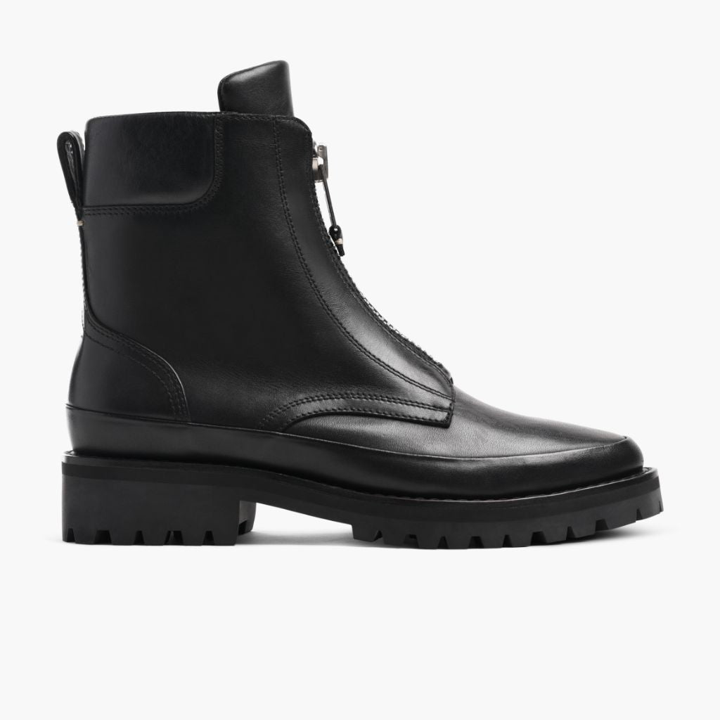 Ryder Schwarz Lederstiefel für Damen in schwarzem Rindleder - Seitenansicht | Online Kaufen