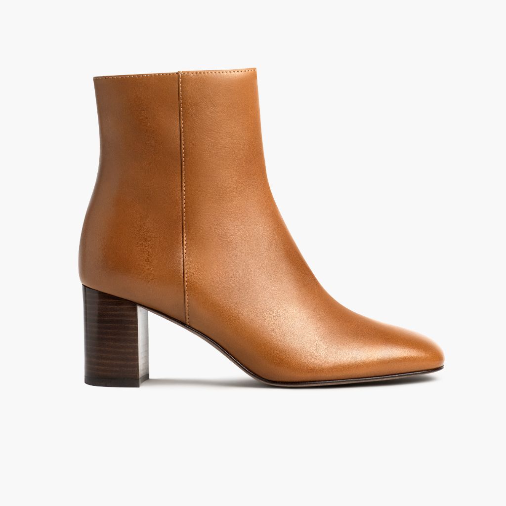 High Standard Toffee-Braun Lederstiefel für Damen in Tan Full-Grain Leather - Seitenansicht | Online Kaufen