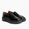 Penny Platform Schwarz Leder-Loafer für Damen