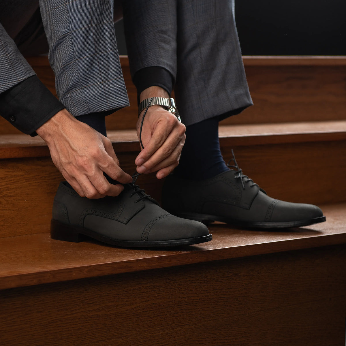 Orlaven Dirk Brogues Derby Schwarz Nubuck Lederschuhe für Herren footwear image 10