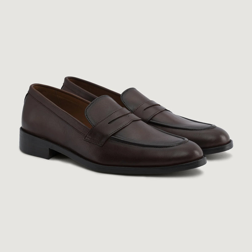 Baxton Burnished Braun Leather Loafers für Herren