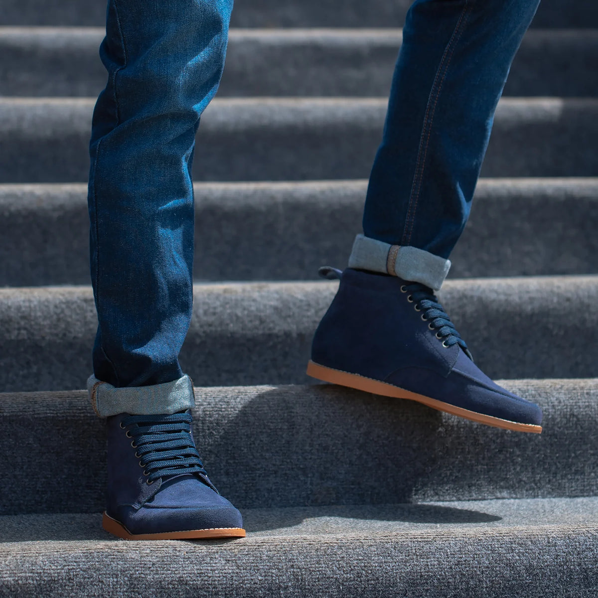 Orlaven Bearman Moc-Toe Blaue Wildlederstiefel für Herren footwear image 10