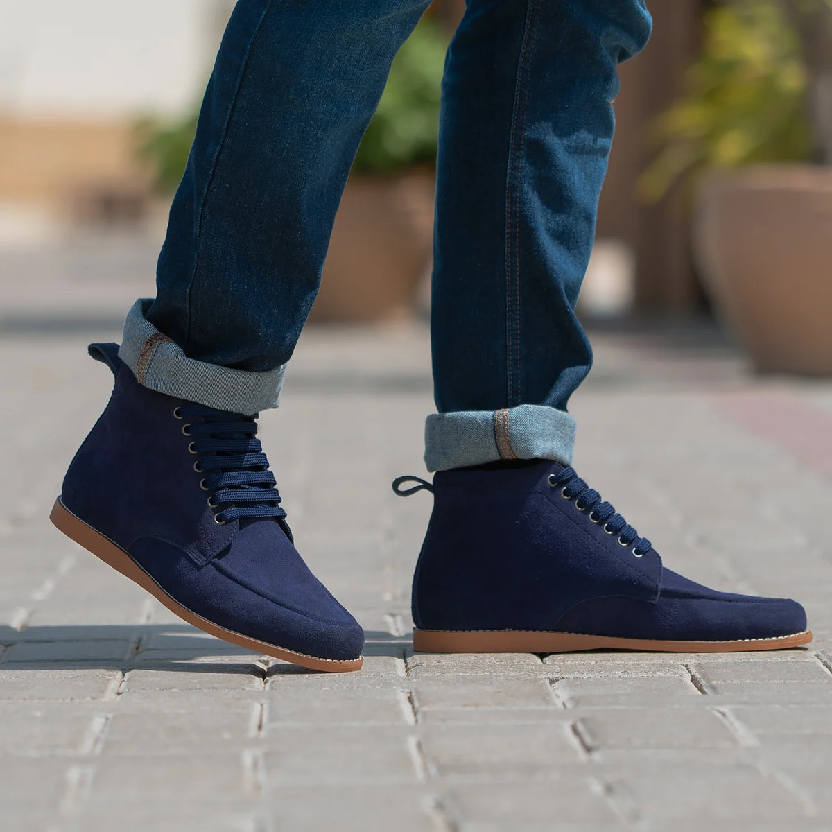 Orlaven Bearman Moc-Toe Blaue Wildlederstiefel für Herren footwear image 9