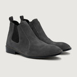 Clarkson Chelsea Grey Suede Leather Boots StudGuard For Men in Grey Goatskin Suede - Lateral Side Profile View | Buy Online