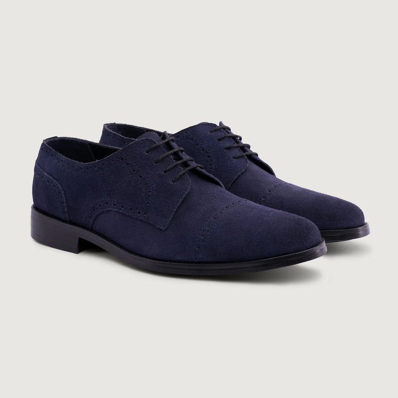 Dirk Brogues Derby Blau Suede Leather Shoes - StudGuard für Herren