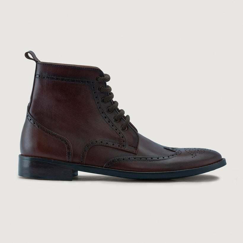 Duster Brogues Derby Braun Burnished Lederstiefel - StudGuard für Herren