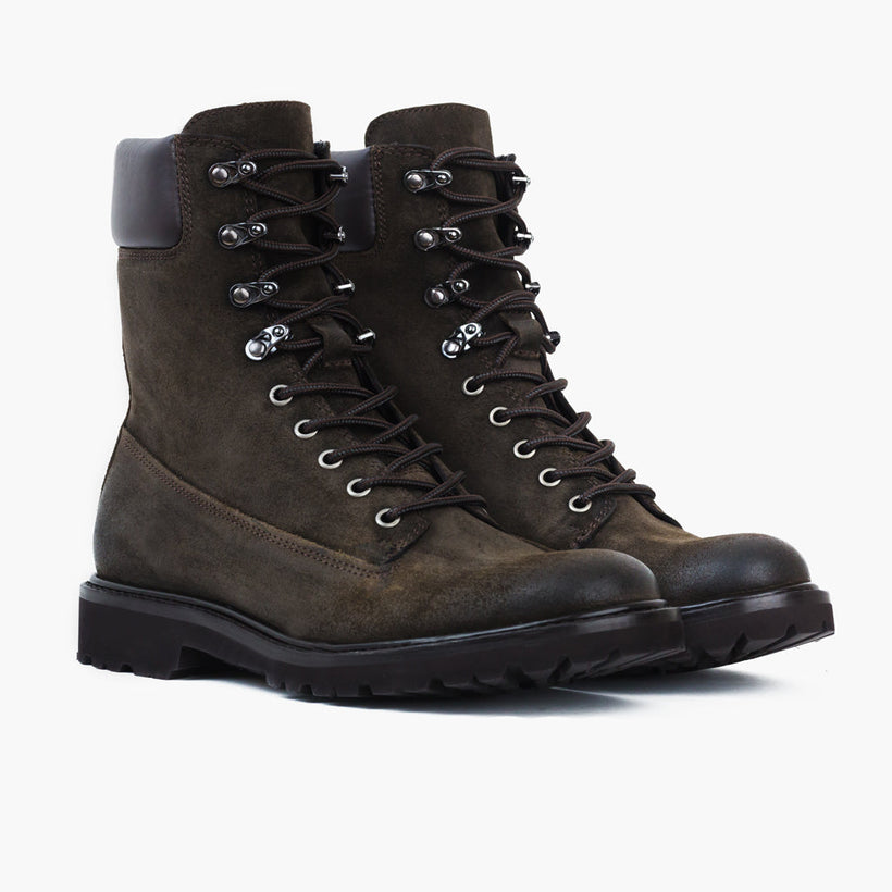 Explorer Dunkeloliv Suede Lederstiefel für Herren