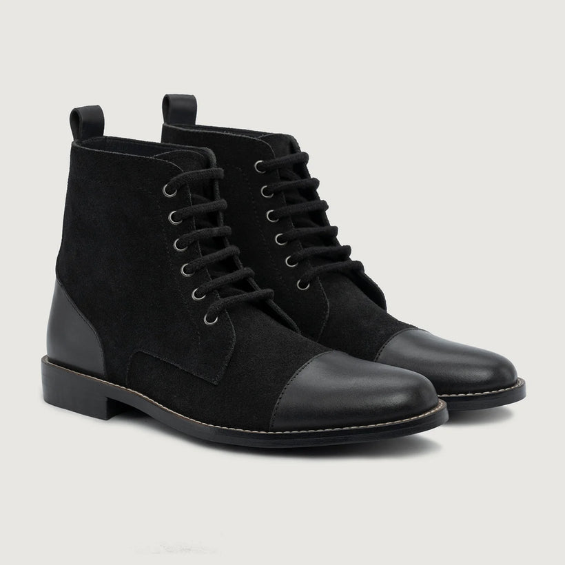 Knight Derby Hybrid Schwarz Lederstiefel - StudGuard für Herren