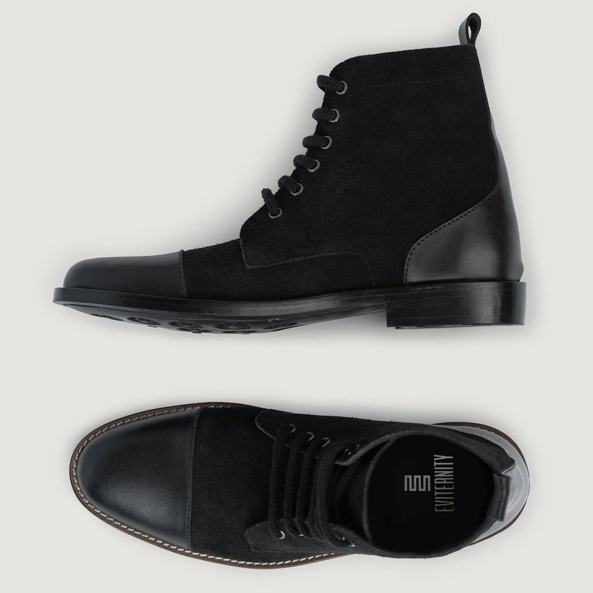 Knight Derby Hybrid Schwarz Lederstiefel - StudGuard für Herren - Verstärkte Fersenkappe & präzise Doppelnaht