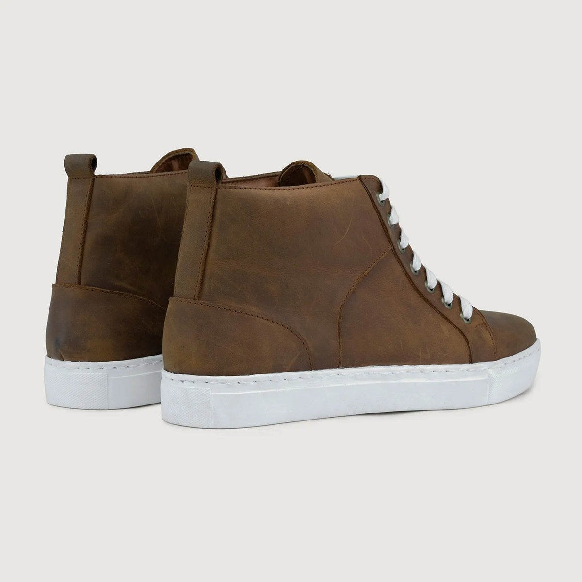 Marty High Top Kupferbraun Pullup Leder-Sneaker für Herren For Men - Verstärkte Fersenkappe & präzise Doppelnaht