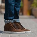 Marty High Top Pull-up Braun Leder-Sneaker für Herren