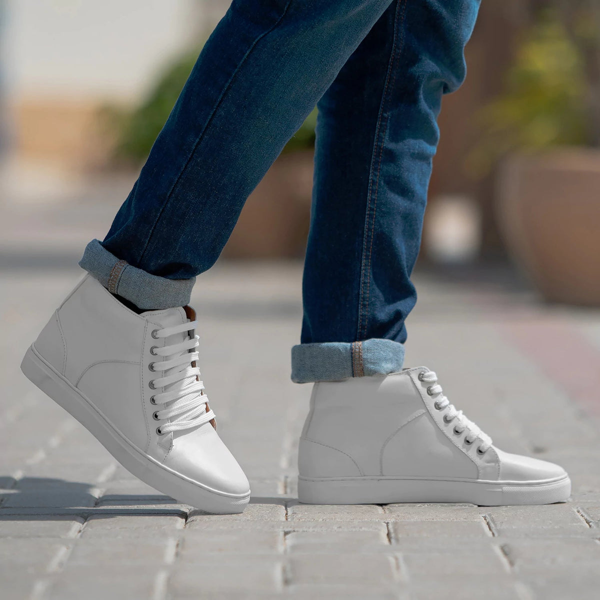 Orlaven Marty High Top Weiß Leder-Sneaker für Herren footwear image 9