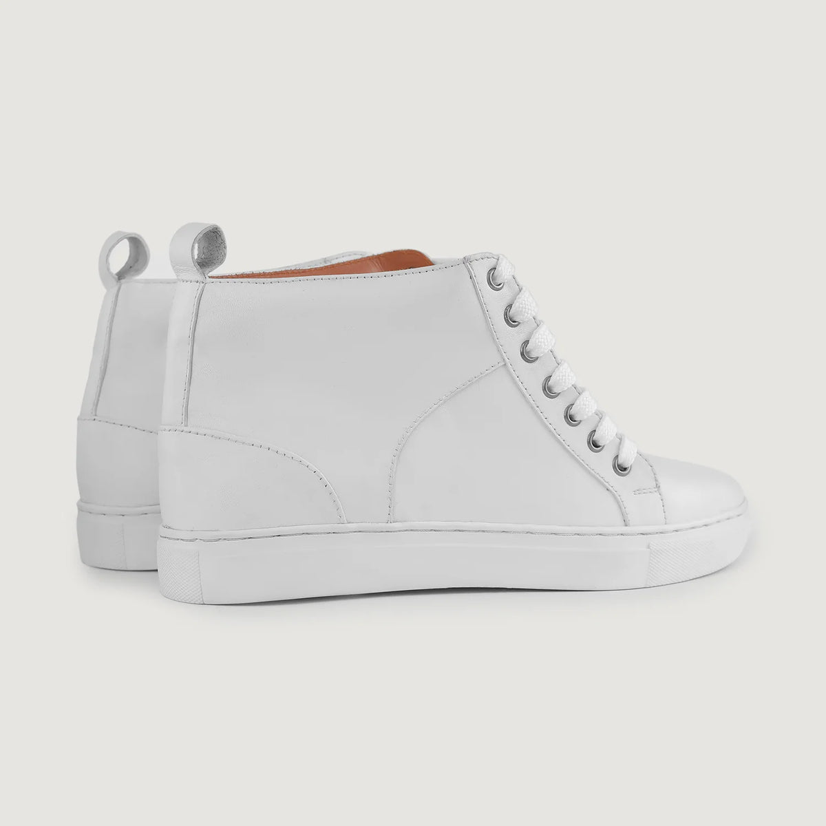 Marty High Top Weiß Leder-Sneaker für Herren - Verstärkte Fersenkappe & präzise Doppelnaht