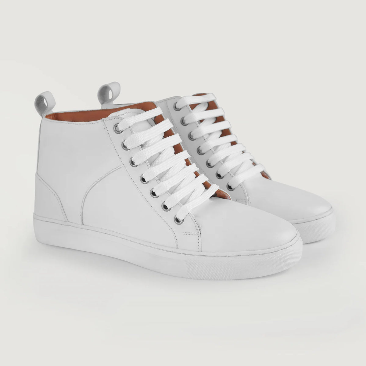 Marty High Top Weiß Leder-Sneaker für Herren in White Full-Grain Leather - Seitenansicht | Online Kaufen