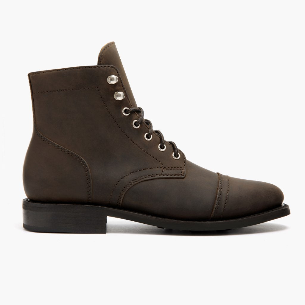Captain Tabakbraun Lederstiefel für Damen in Classic Full-Grain Leather - Seitenansicht | Online Kaufen