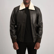 
Airin G-1 Braun & Cream Leder-Bomberjacke für Herren in Brown Sheepskin Leather - Vorderansicht & maßgeschneiderte Silhouette | Online Kaufen