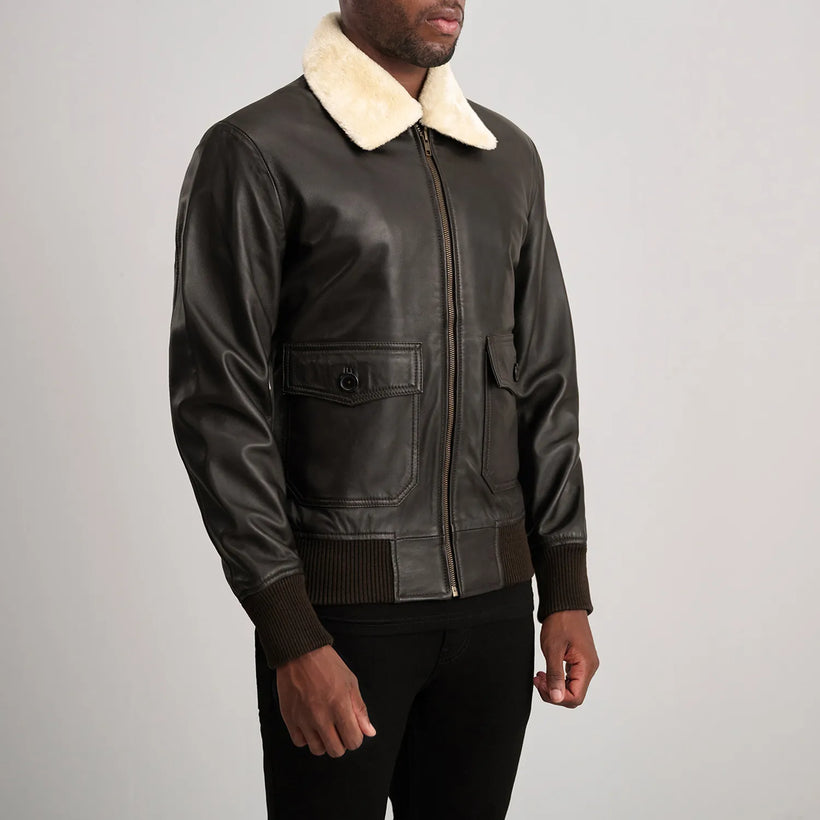 Airin G-1 Braun & Cream Leder-Bomberjacke für Herren