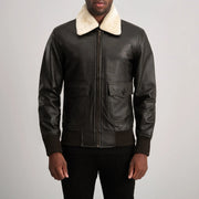
Detailansicht of Shirt with Removable Fur & Zipper Hardware on Airin G-1 Braun & Cream Leder-Bomberjacke für Herren