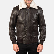
Detailansicht of Shirt with Removable Fur & Zipper Hardware on Airin G-1 Braun Leder-Bomberjacke für Herren