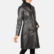 
Detailansicht of Notch & Buttons Hardware on Alexis Schwarz Single Breasted Ledermantel für Damen