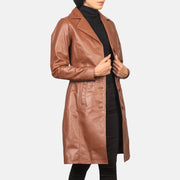 Detailansicht of Notch &amp; Buttons Hardware on Women's Alexis Braun Single Breasted Ledermantel für Damen