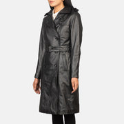 
Black Cowhide leather Coat - Rückansicht mit passgenauen Schultern & sauberem Saum