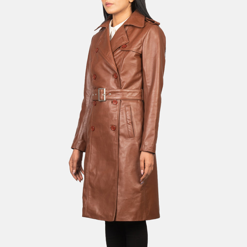 Alice Braun Double Breasted Ledermantel für Damen