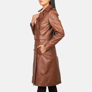 Detailansicht of Notch &amp; Buttons Hardware on Women's Alice Braun Double Breasted Ledermantel für Damen