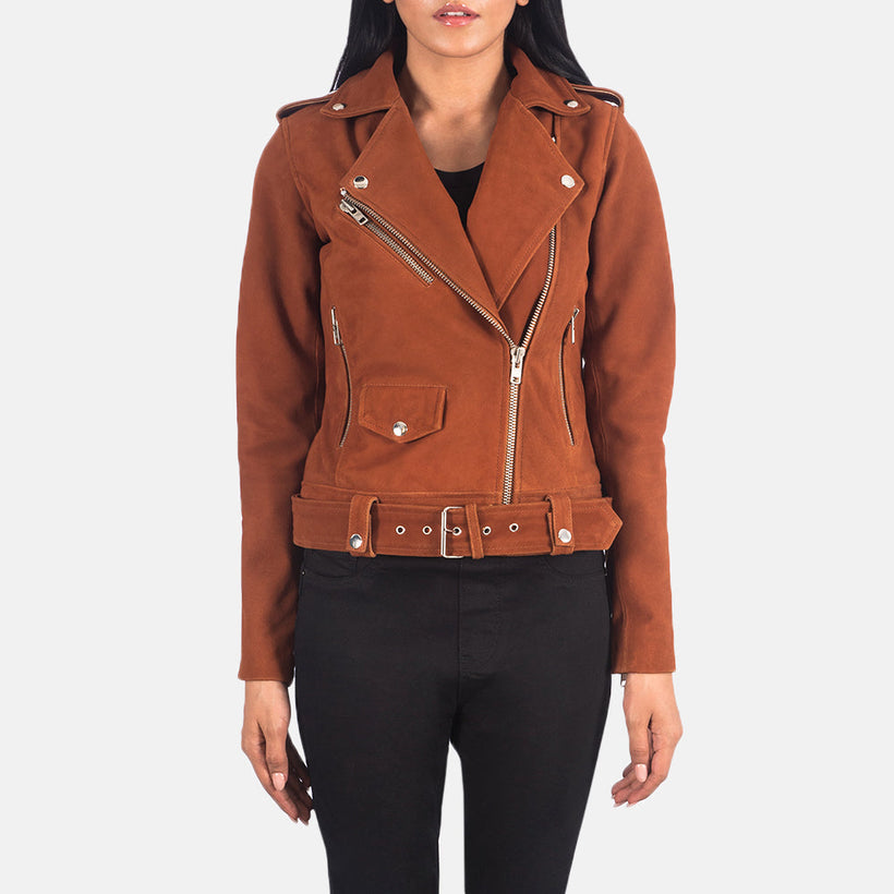 Alison Braun Suede Leder-Bikerjacke für Damen