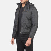 Black Polyester Winter Jacket - Rückansicht mit passgenauen Schultern &amp; sauberem Saum